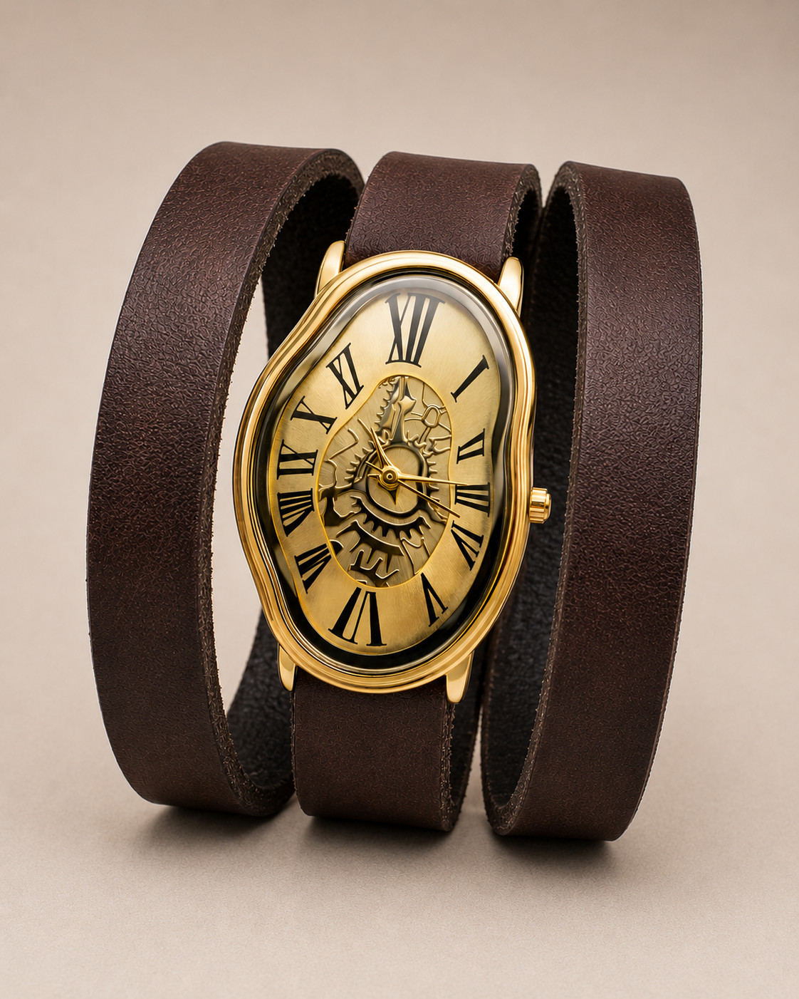 Fused Twisted Dial Assymetrical Dali Inspired wrist watch for women ladies girls