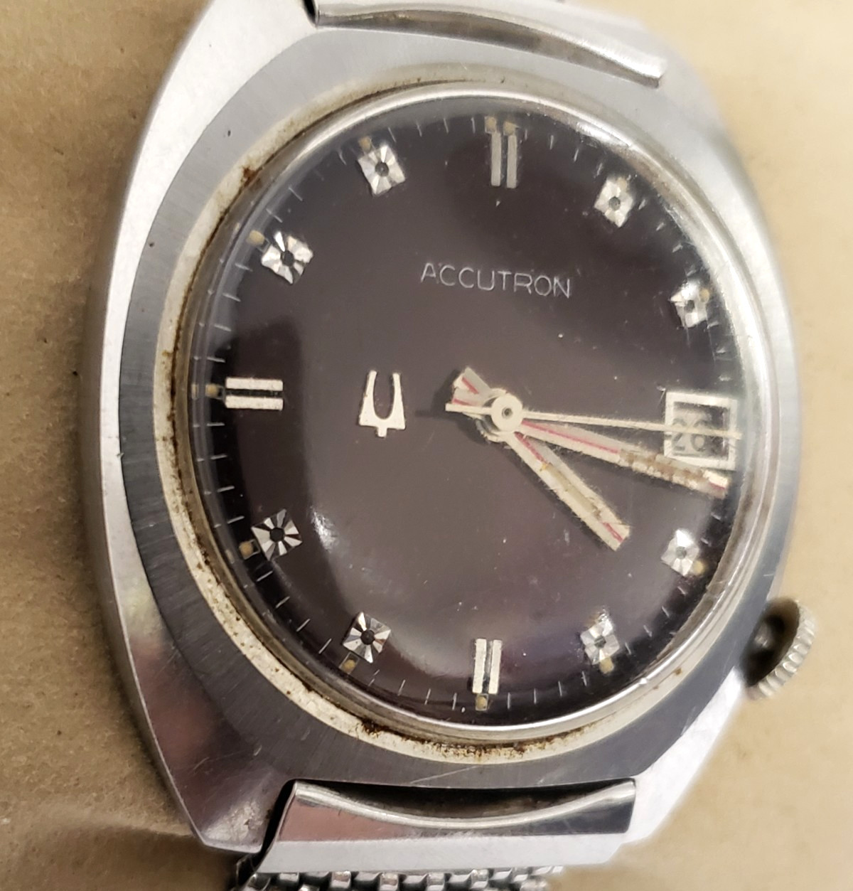 BULOVA ACCUTRON 218I TUNING FORK BLACK DIAL N1 1971 Needs Serviced As Is