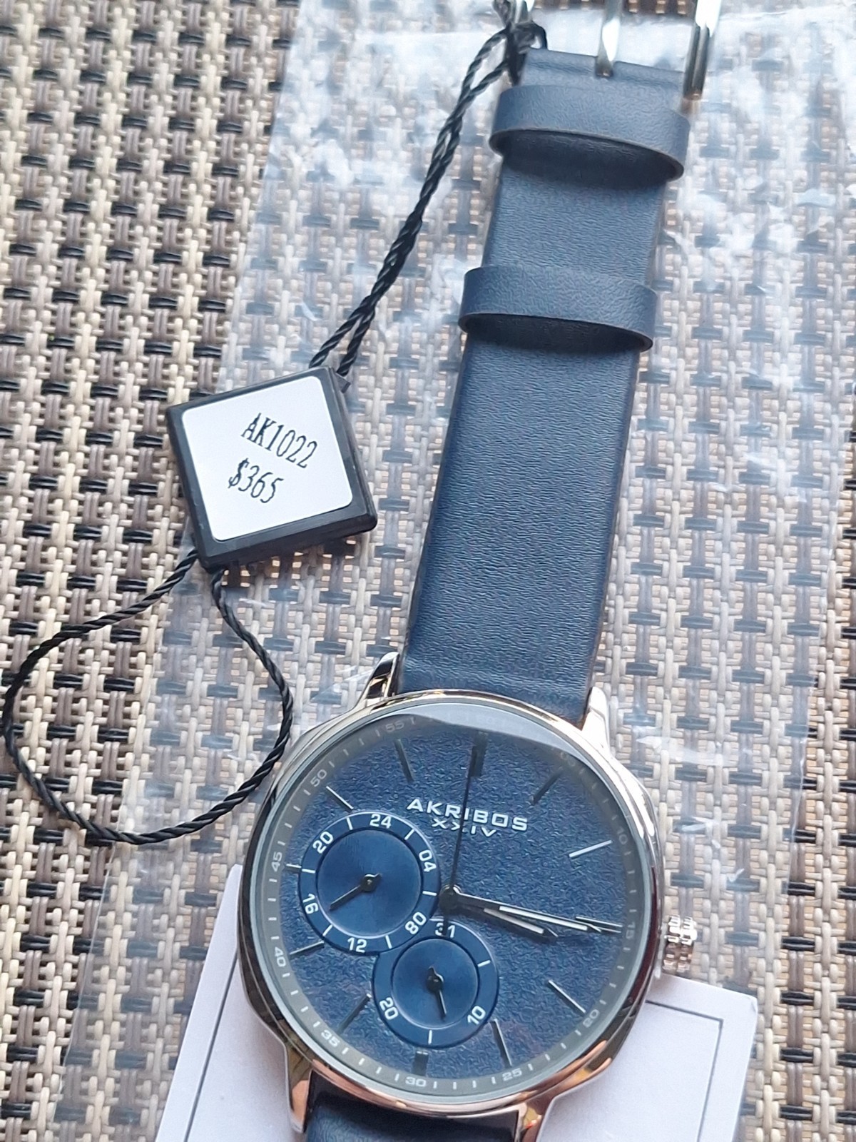 Spring Release Men’s Akribos XXIV AK1022BU Multifunction Blue Leather Watch