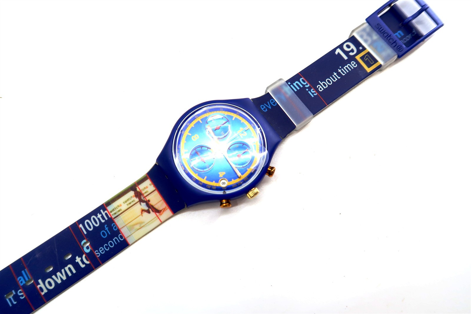 Swatch Chrono Watch GOLD MEDAL SCZ400 New 1997 Michael Johnson Olympic Boxed Set