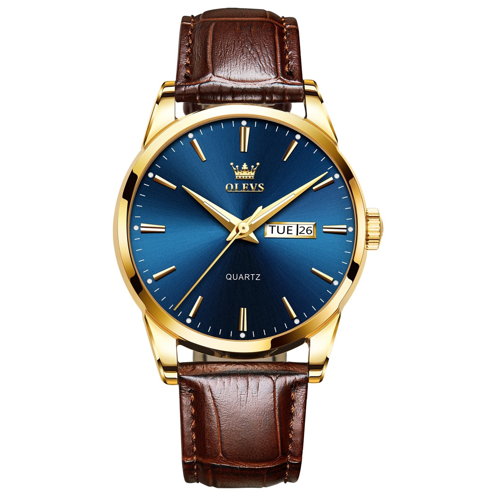 Reloj Casual De Cuero De Facil Lectura Con Calendario Y Luz Para Hombre