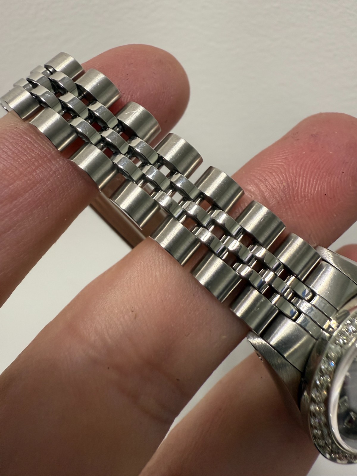 Rolex Ladies Oyster Perpetual Black MOP Ruby Diamond Dial Diamond Bezel Jubilee
