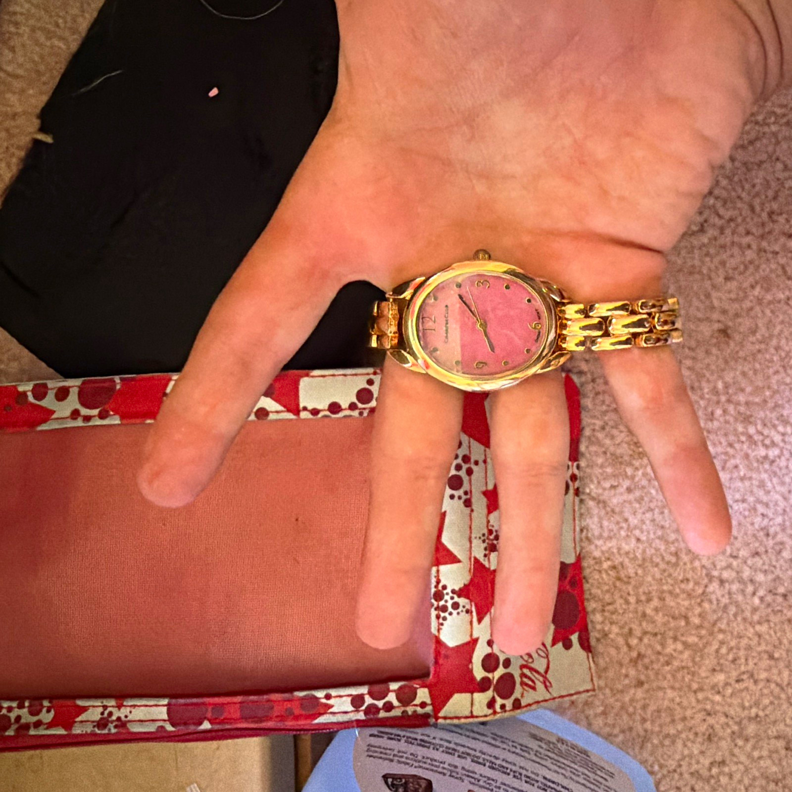 Charter Club Women’s Gold-Tone Bracelet Watch Quartz Analog Pink Dial 12-Hour