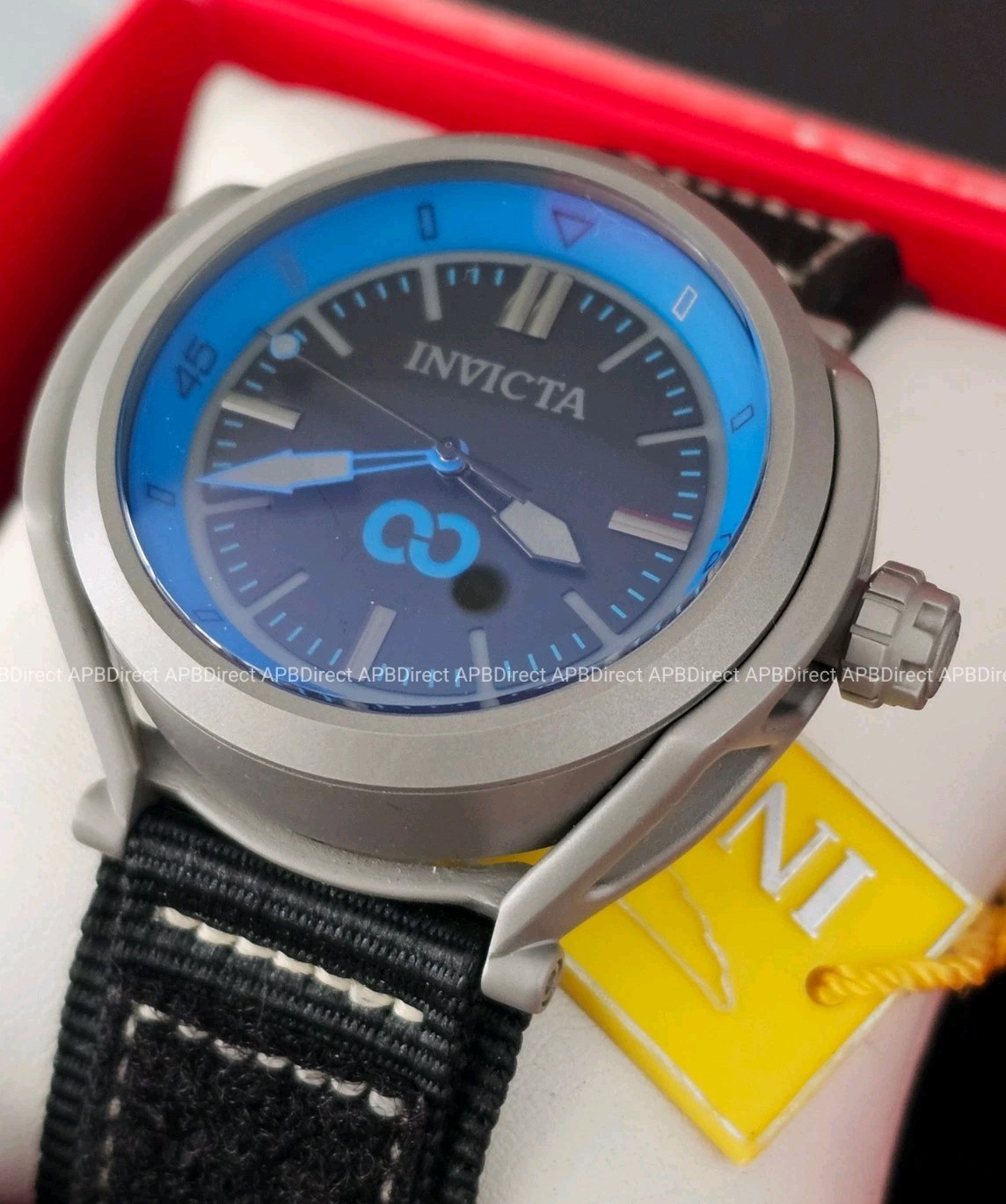 Invicta – CORDUBA – Black Nylon Strap – Brushed Gray Case / Blue mens watch