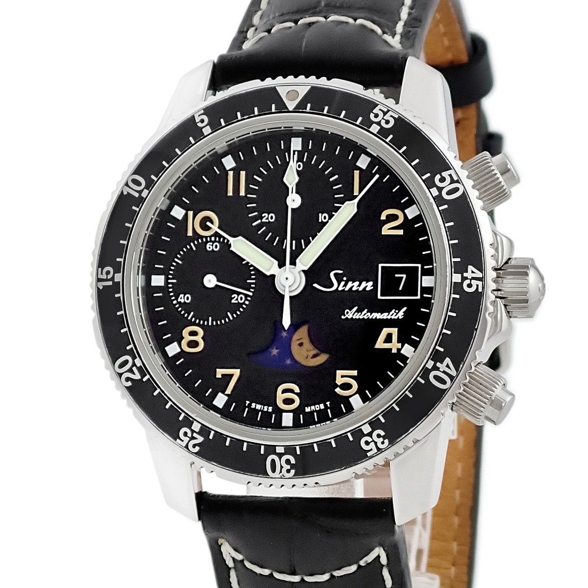 SINN 103 Moon Phase Chronograph 103.B.SA.MOND Manufacturer overhauled, bla