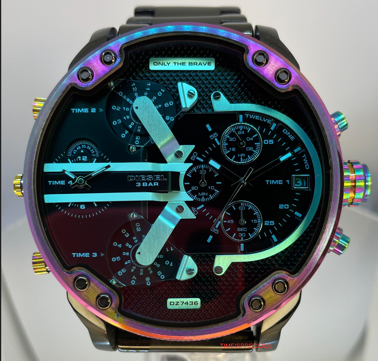 NEW DIESEL DZ7436 MR. DADDY 2.0 MEN’S CHRONOGRAPH WATCH BLACK BLUE IRIDESCENT