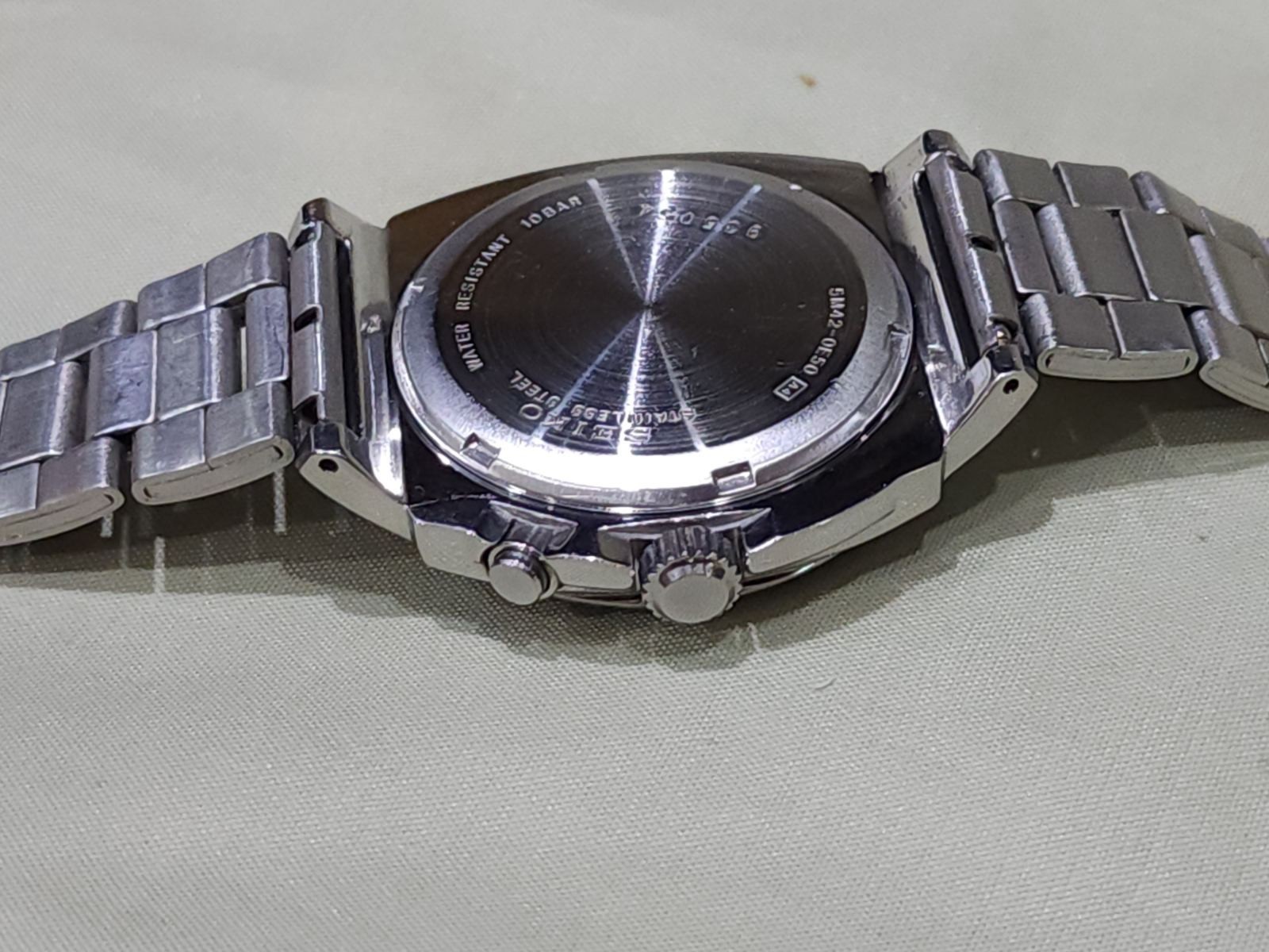 Seiko (SUS AGS) KINETIC 5M42-0E50 A4 Black Dial Japan Vintatage RARE