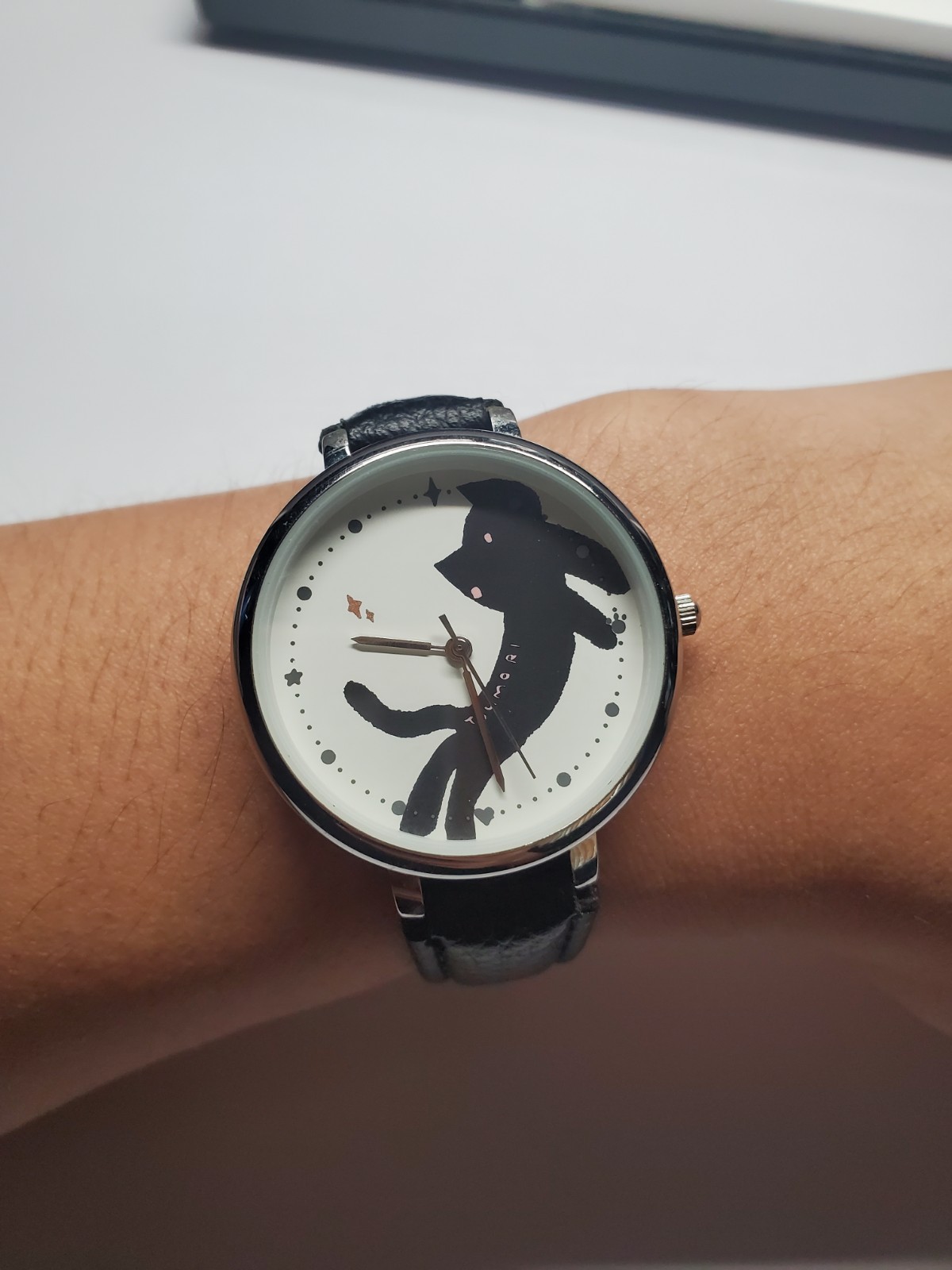 Tsumori Chisato Black Cat Watch TC-001 Kirane Amabie Leather Analog Used Great