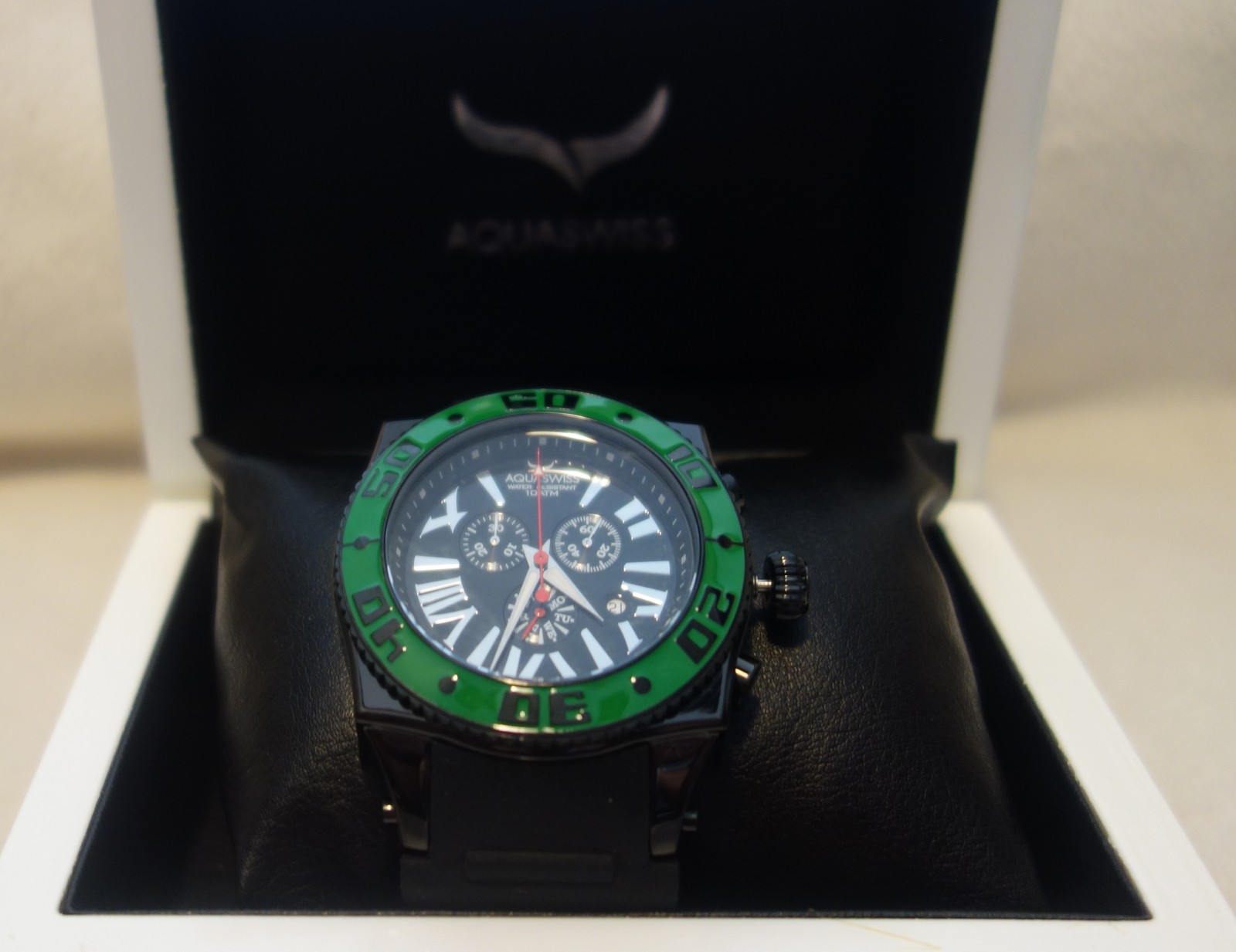 AQUASWISS Chronograph SWISSport Swiss Watch black green New