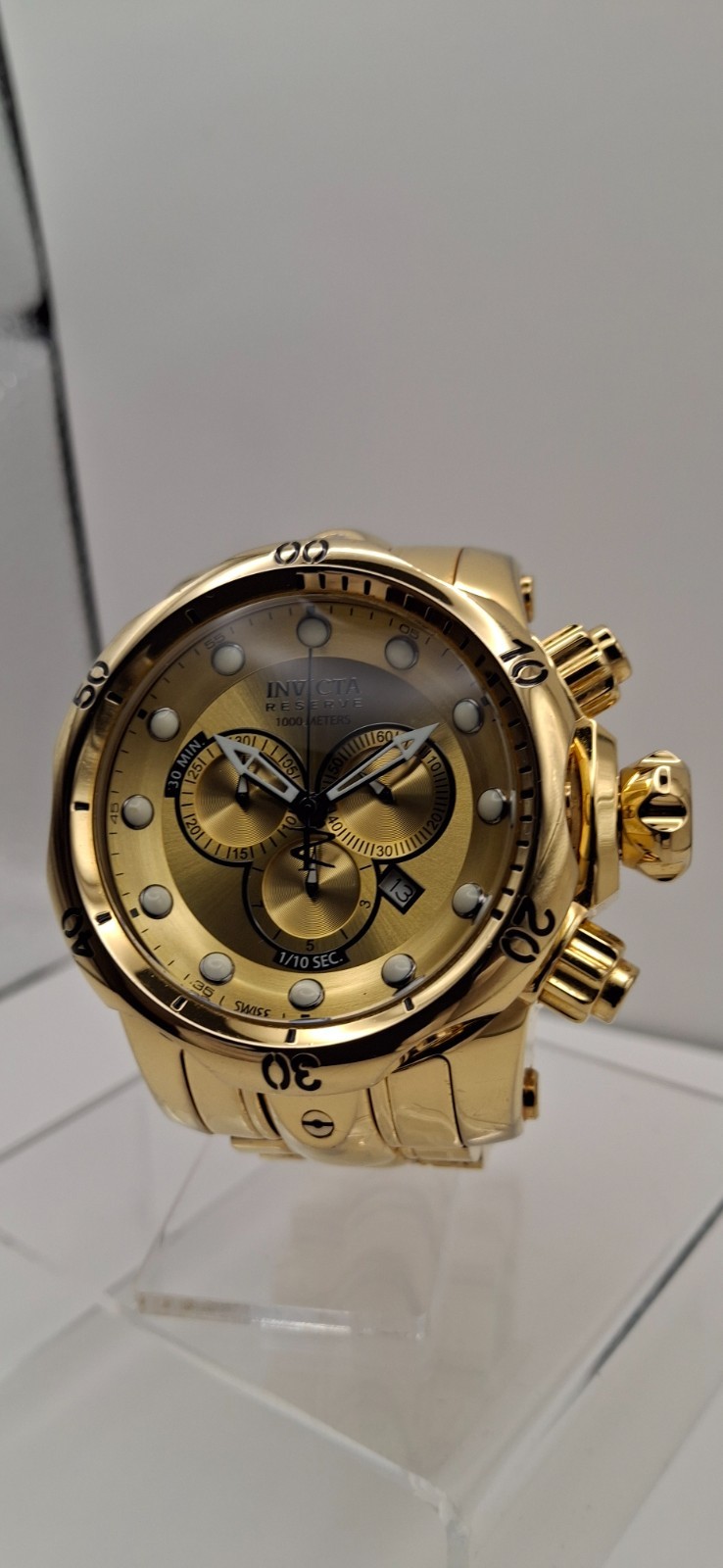 Invicta Reserve Venom 13886 Gold Tone 1000M Quartz Chronograph Men’s Watch 54mm