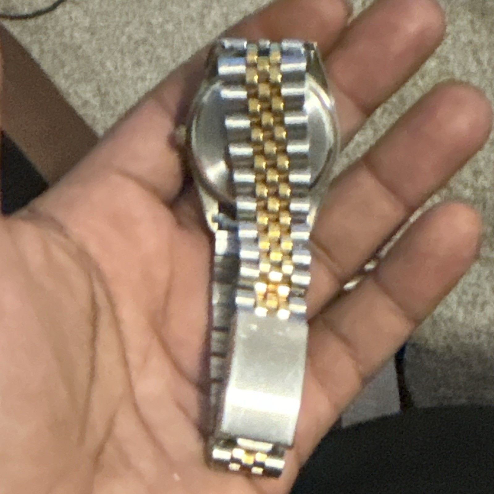 Two-Tone Metal Bracelet Fluted Bezel a little cracked