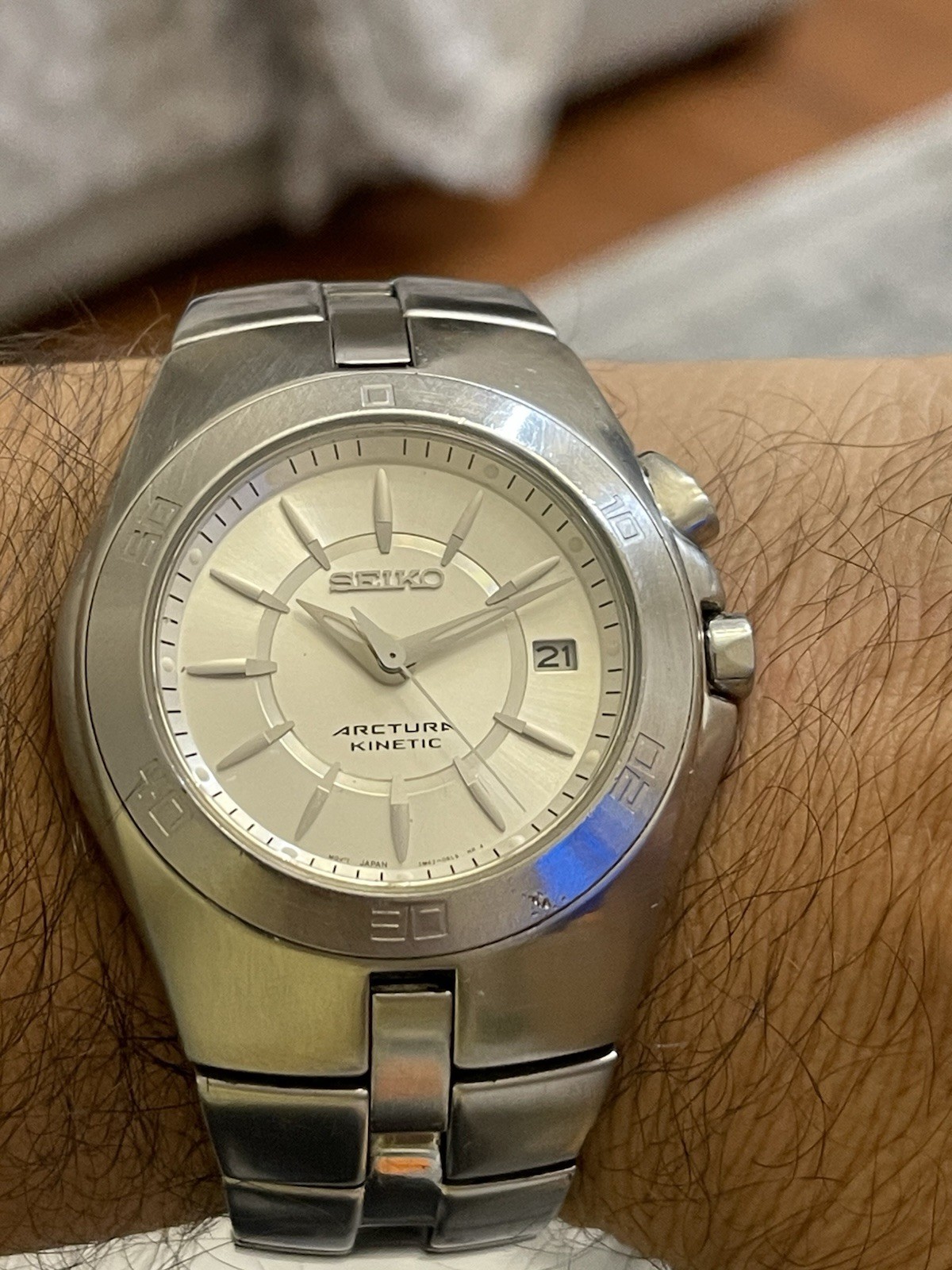 Seiko Arctura Kinetic 5M62 Silver Dial Stainless Steel 43mm Men’s Watch
