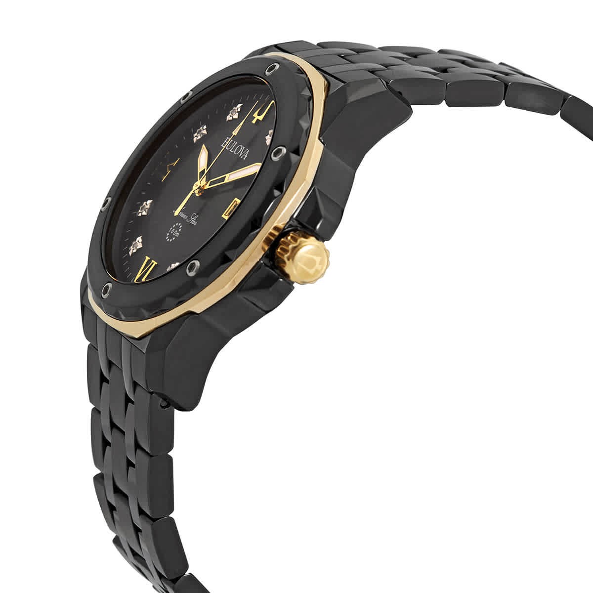 Bulova Marine Star Quartz Diamond Black Dial Men’s Watch 98D176