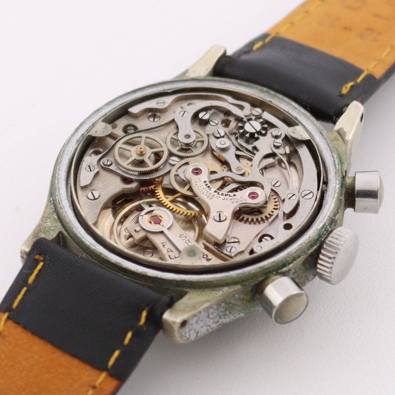 Vintage Karl Plepla Flytimer Mechanical Chronograph Wristwatch Valjoux 71/72
