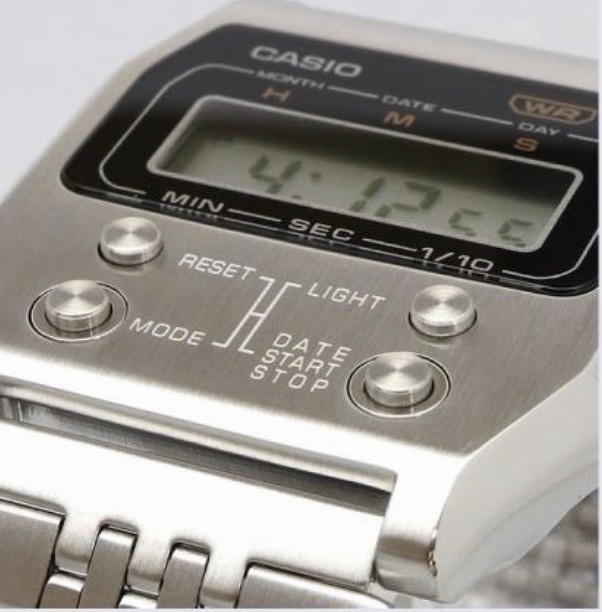 Casio Vintage Style Quartz A1100D-1 Stainless Steel Case & Band Unisex Watch