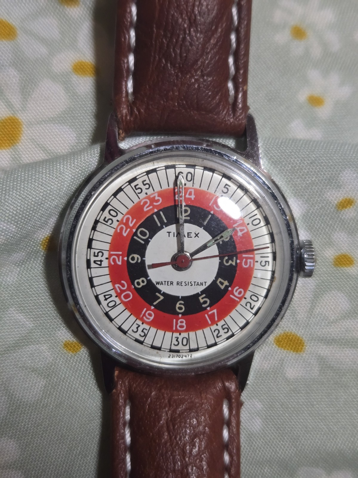Vintage Timex Bullseye Roulette Sprite Wind Up Mechanical Watch Works Great
