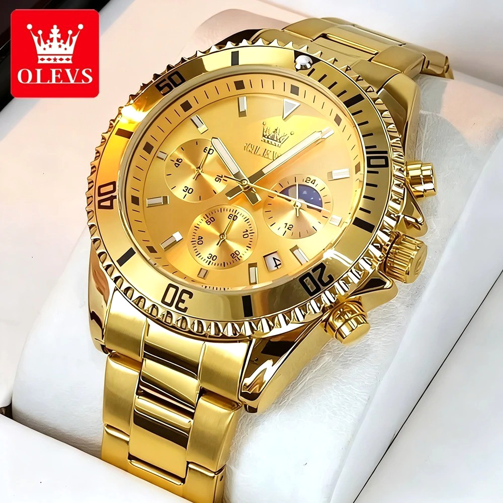 43MM OLEVS Luxury Quartz Diver Watch Men Stainless Waterproof Luminous Analog