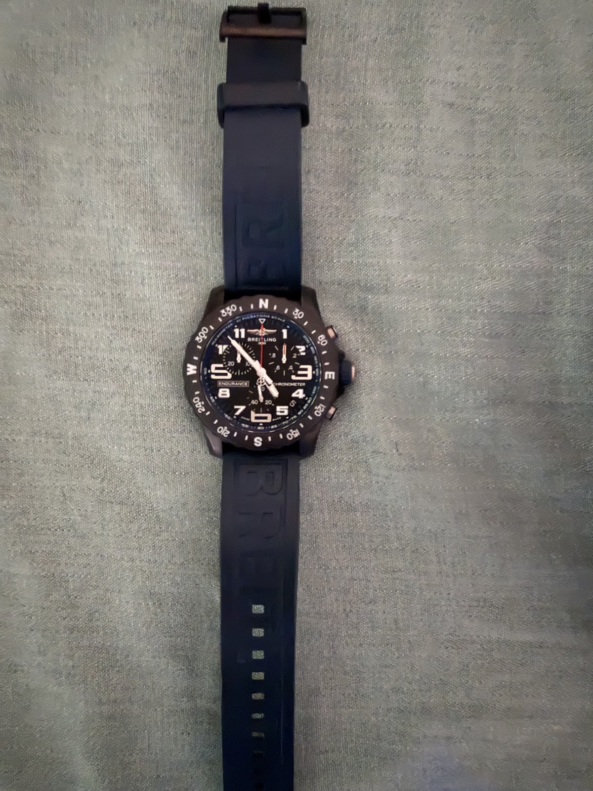 Breitling Endurance Pro Chronograph Quartz 44mm Black/Blue Rubber Box Papers