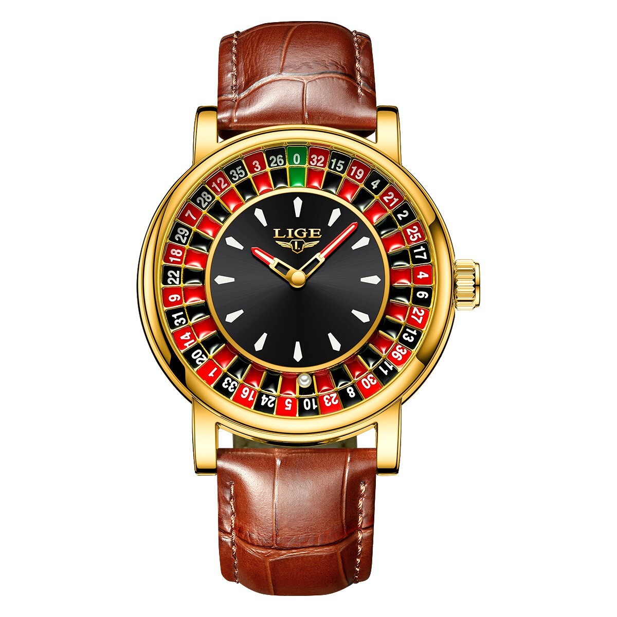 LIGE Men Watch Luminous Quartz Leather Strap Business Wristwatch Waterproof Gift