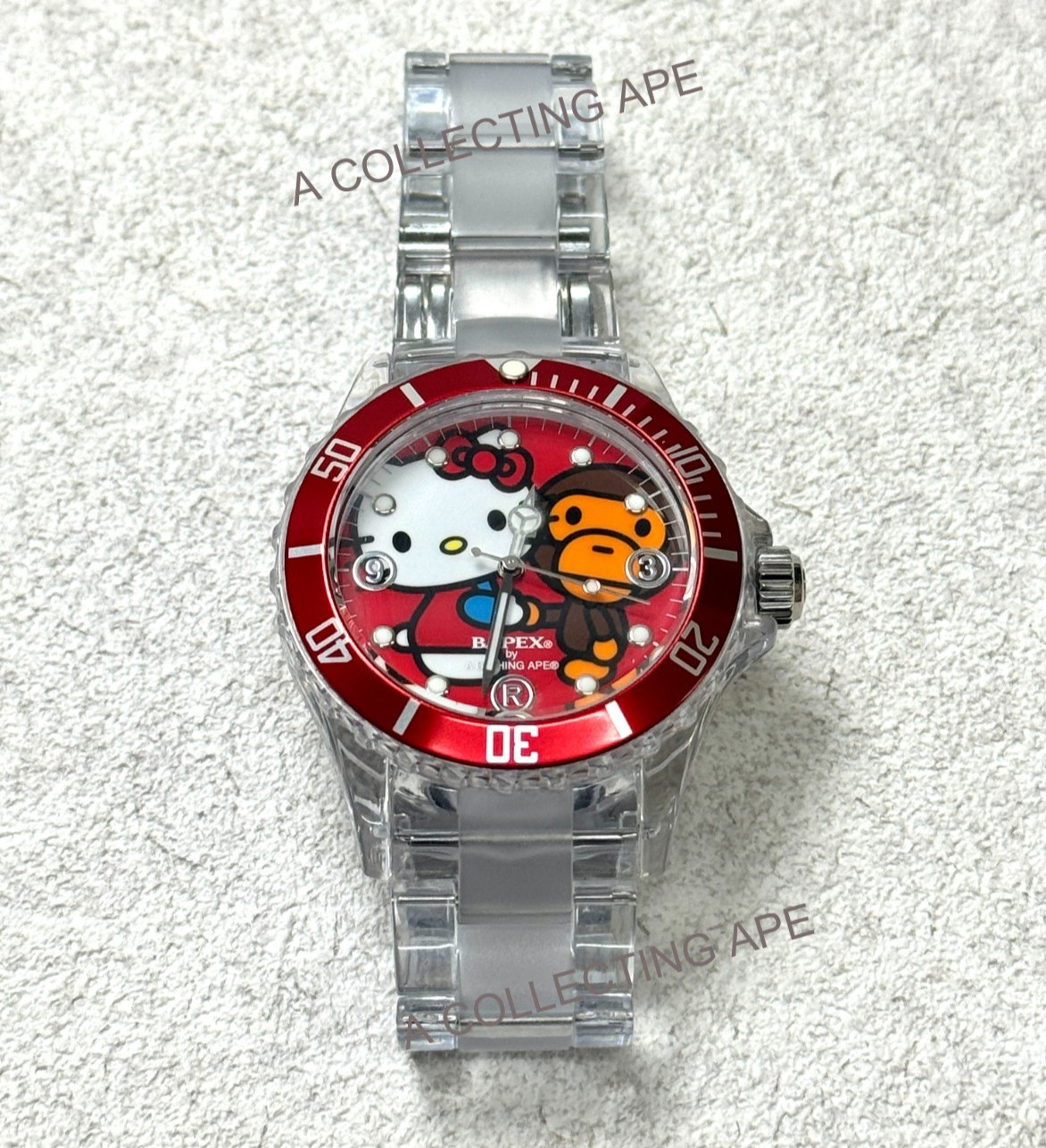 A BATHING APE BAPE x Hello Kitty Baby Milo BAPEX Watch Red Rare Collab Sanrio DS