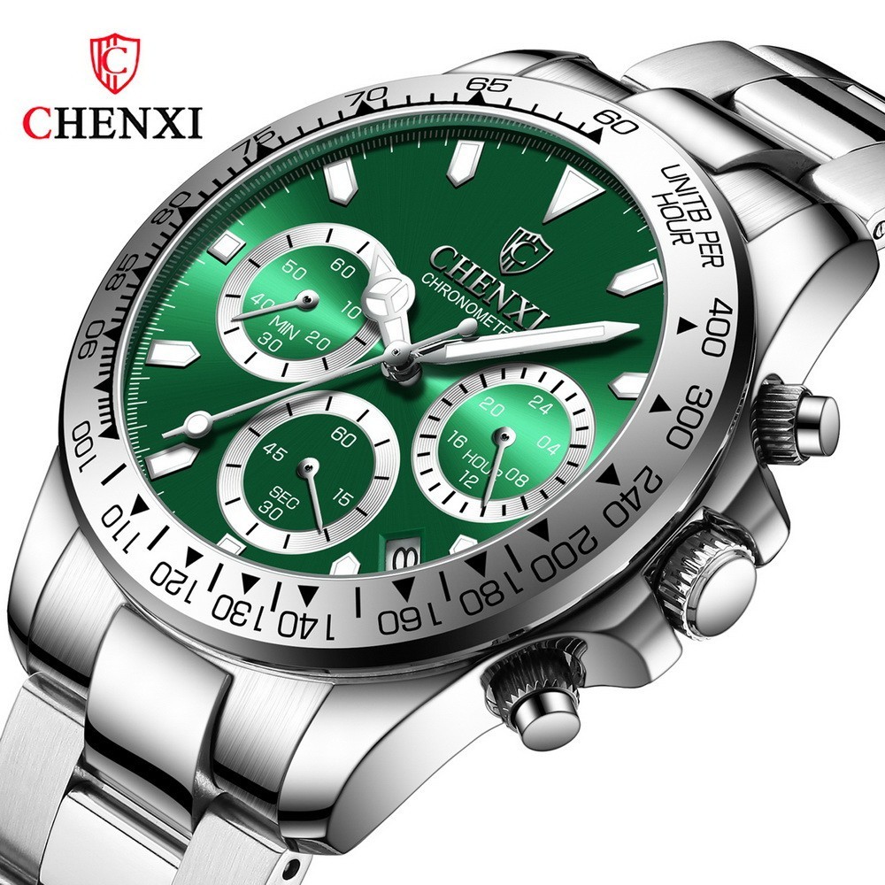CHENXI Men’s Watch Chronograph Luminous Sport Business Steel Quartz Wristwatch