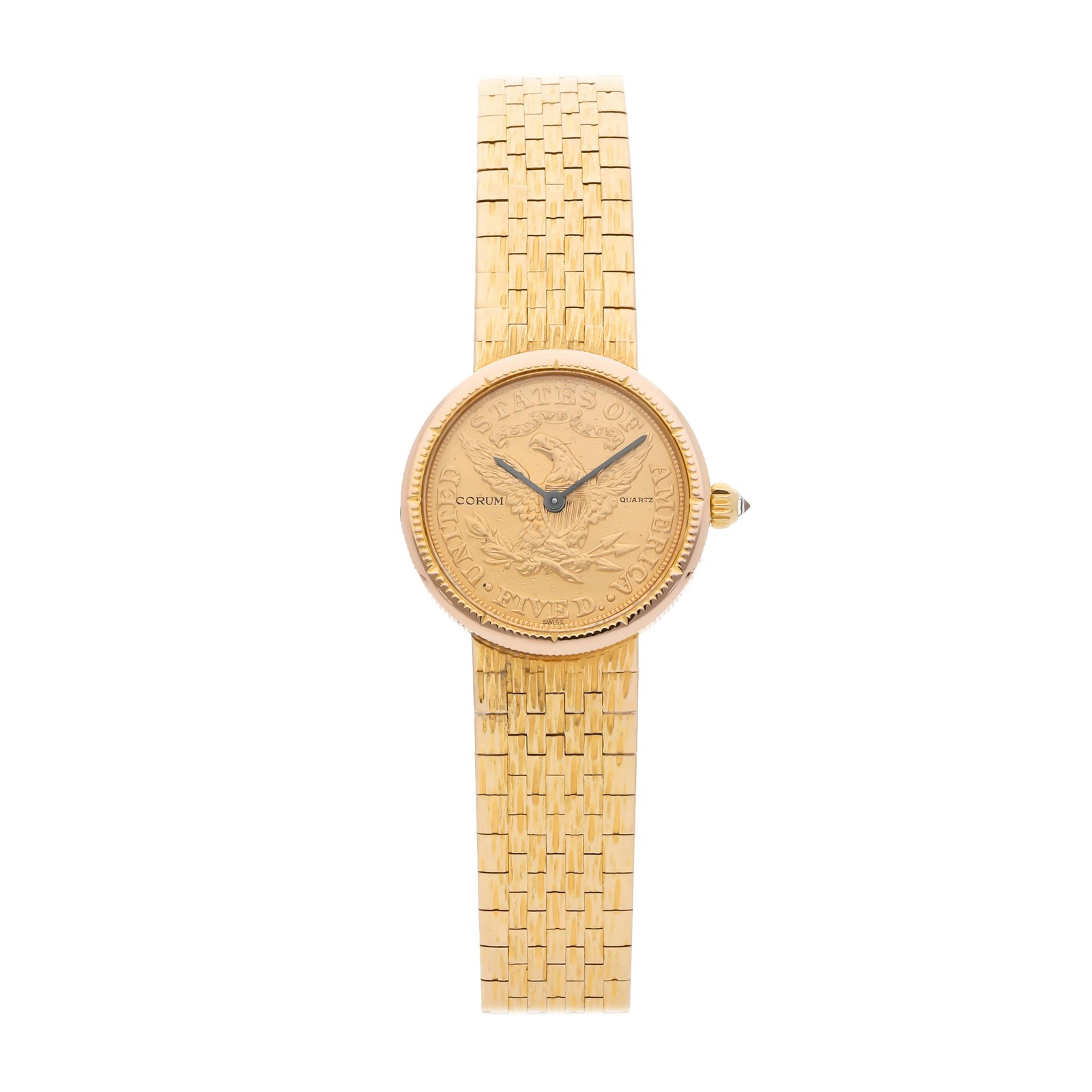 Corum $5 Gold Eagle-Liberty Coin Yellow Gold Quartz 23mm Bracelet Watch