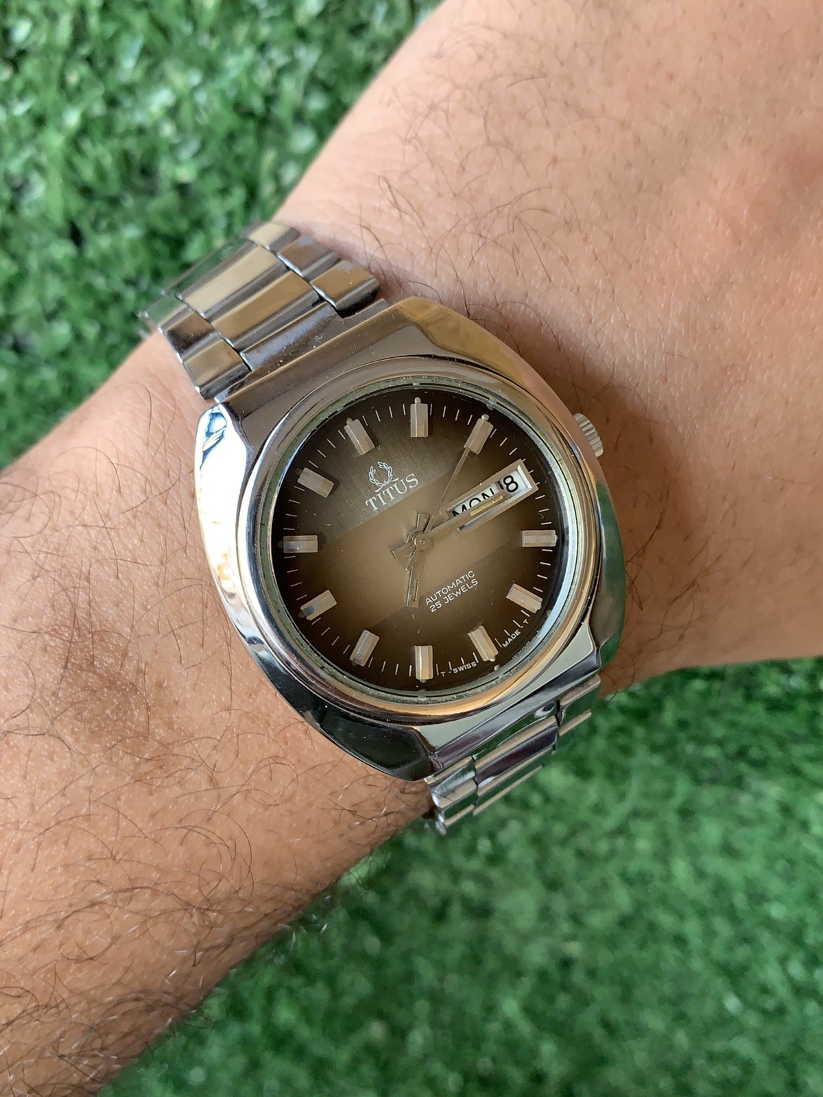 Vintage Solvil et Titus Geneve Automatic Watch 38mm Gradient Dial 25J Swiss Made