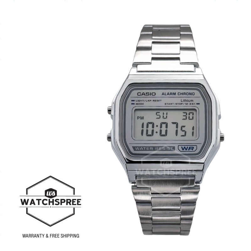 Casio Digital Vintage Style Stainless Steel Band Watch A158WEA-7D A158WEA-7