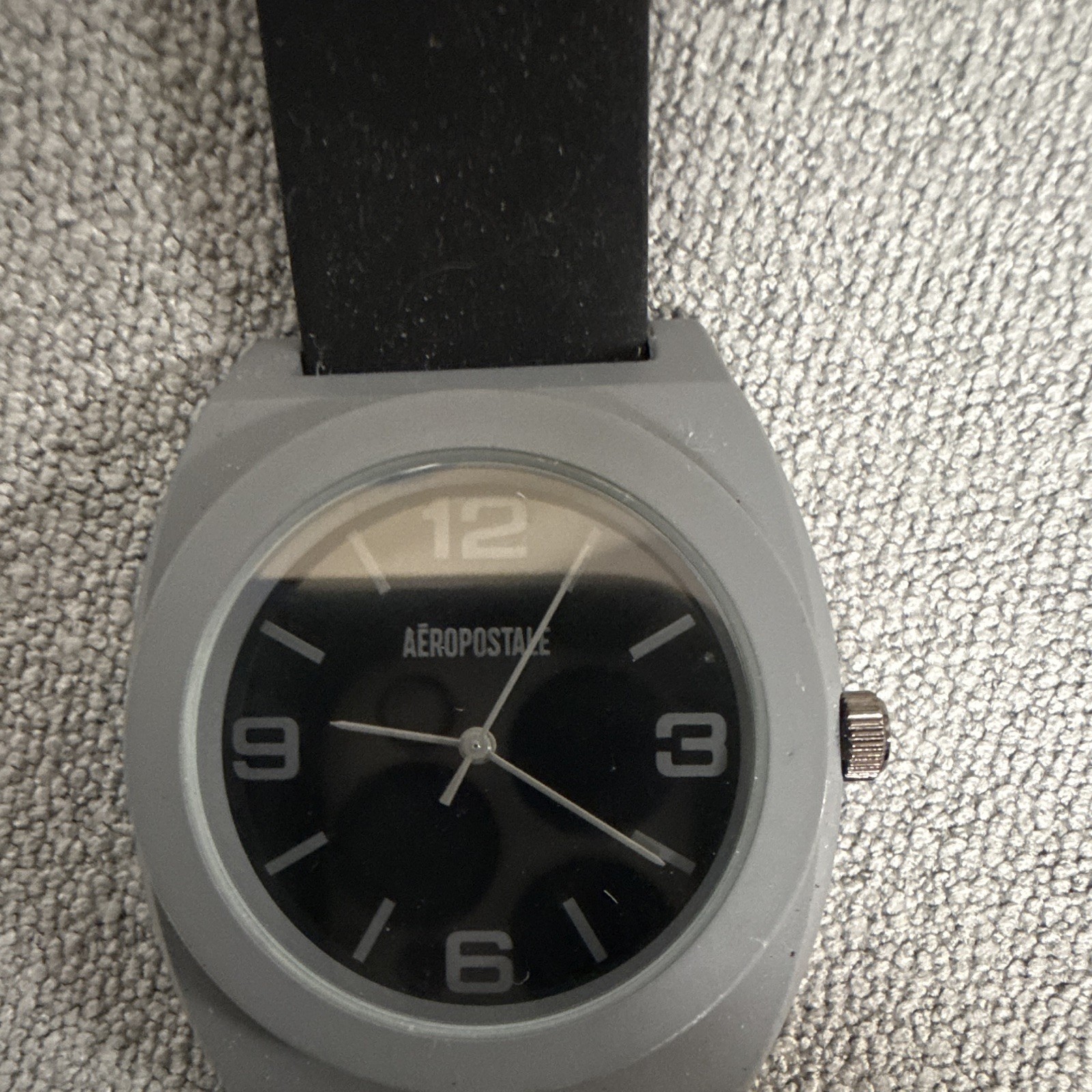 Aéropostale Unisex Quartz Analog Wristwatch 40mm Gray Case Black Silicone