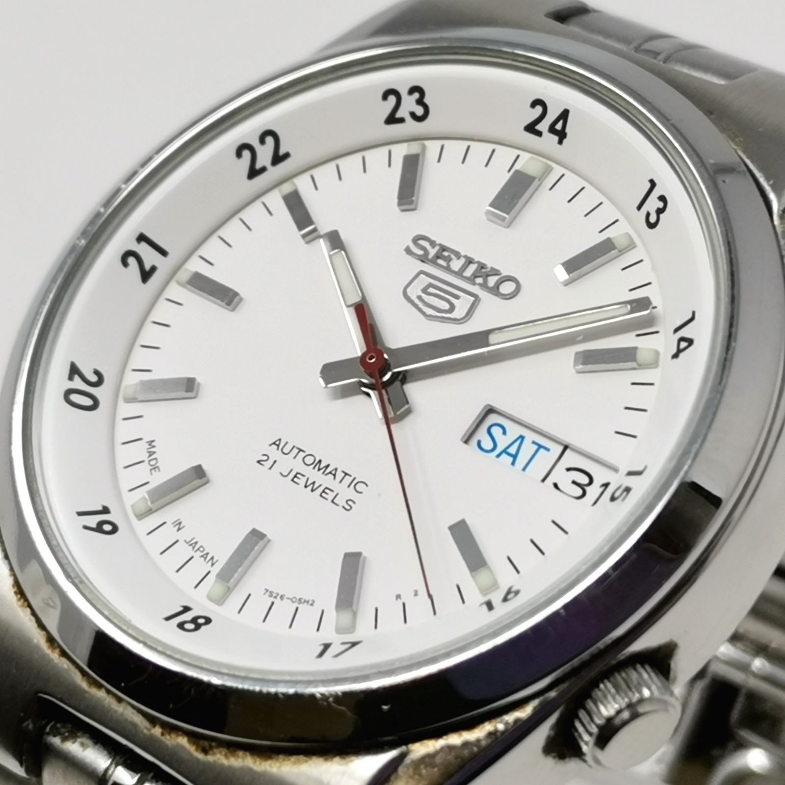 SEIKO SEIKO5 7S26-02C0 White automatic used 21 jewels
