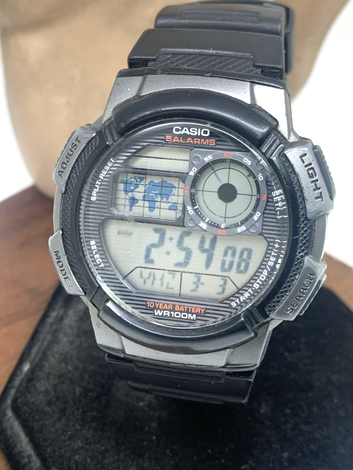 Casio Men’s Watch AE1000W Black Resin Digital Quartz Sport World Time 3198