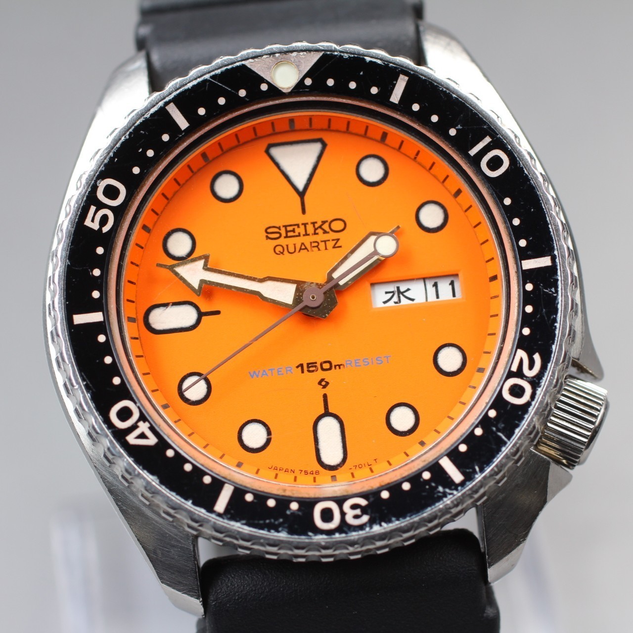Seiko Diver [Exc+5] 7548-700C SPYH017 150m Orange Day Date Men Qz Watch JP U606
