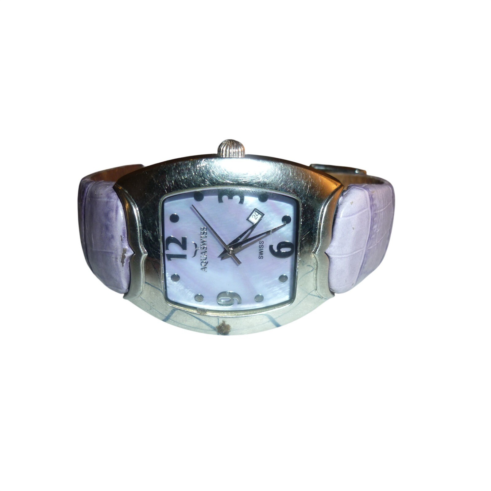 Aquaswiss 80G0191 Watch Mother of Pearl Dial Lavender Leather Swiss New Battery