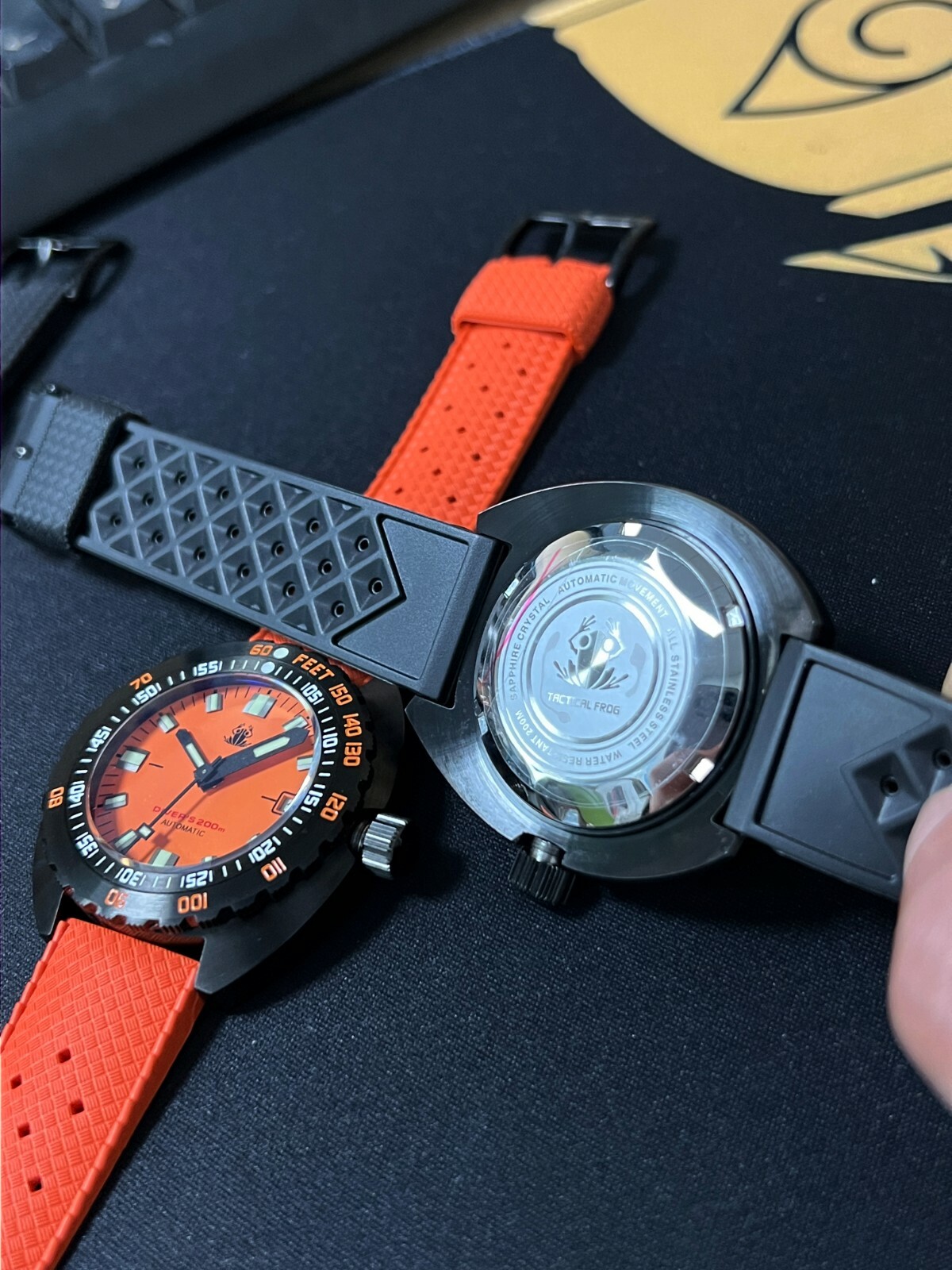 TACTICAL FROG Sub 300T Black PVD NH35A 200M Diver Automatic Watch C3 43mm 316L