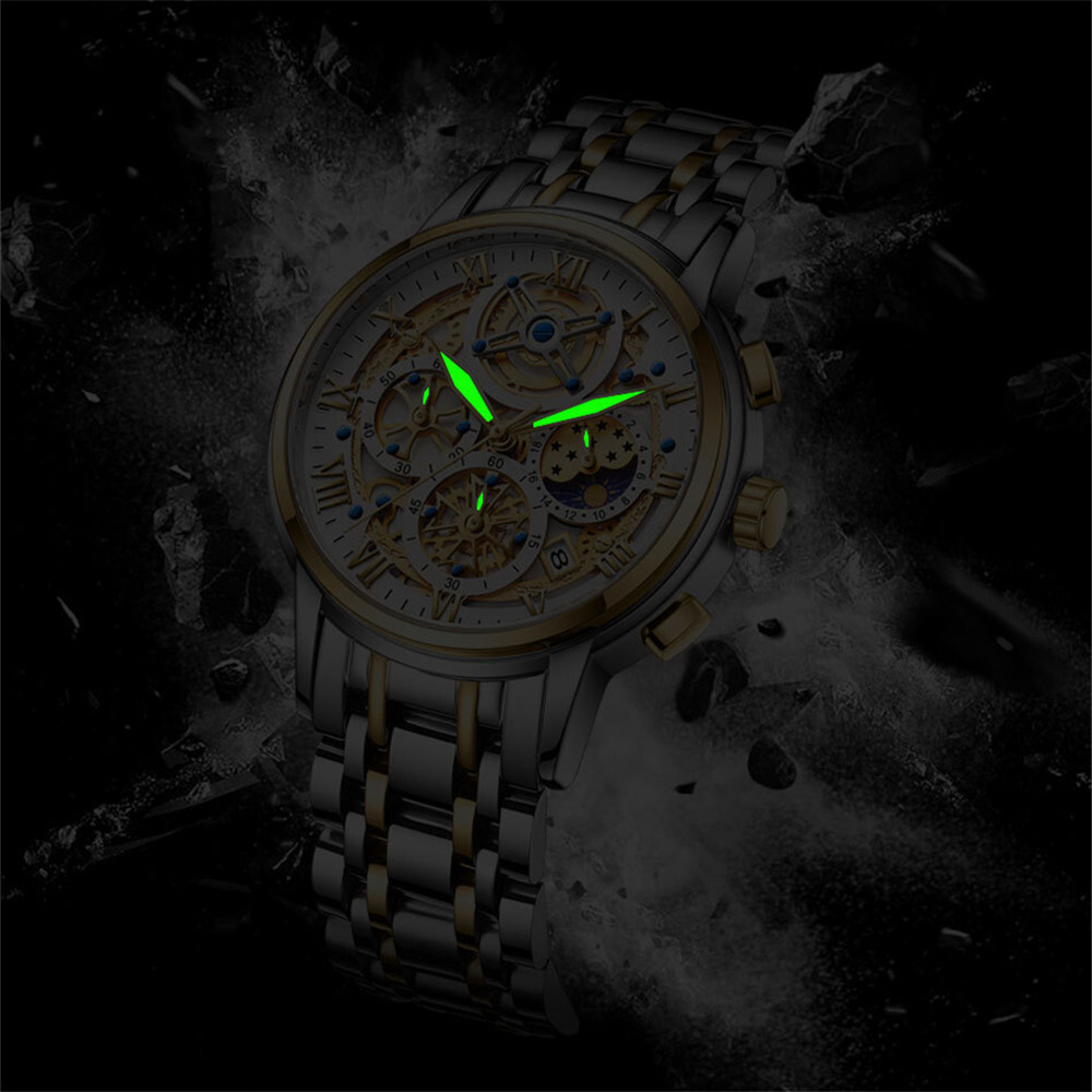 LIGE Men’s Luxury Quartz Watch Stainless Steel Chronograph Calendar Wristwatch