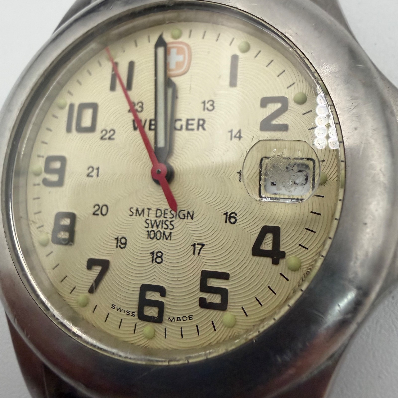 Vtg Wenger Swiss Army Style Field Watch 100M Quartz 095.0467 SwissMade For Parts