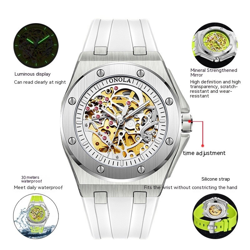 ONOLA Sports Men Wristwatch Waterproof Automatic Mechanical Watches Luminous