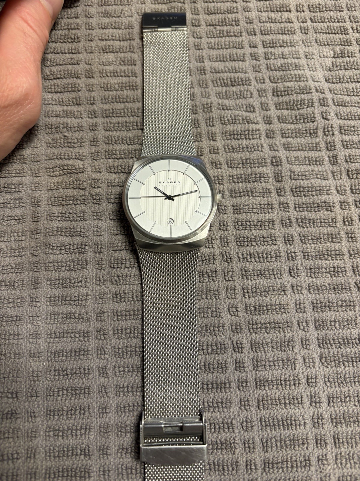 SKAGEN 780XLSS MEN STAINLESS STEEL 40mm WATCH DATE MESH BRACELET NEW BATTERY