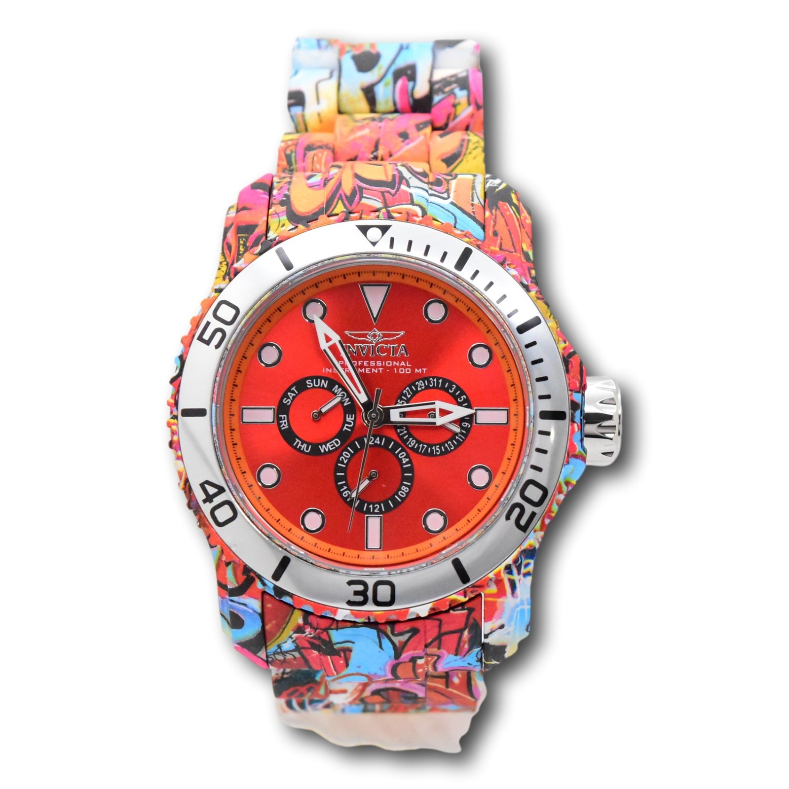 Invicta Pro Diver Aqua Plated Graffiti Men’s 48mm Red Dial Quartz Watch 47853
