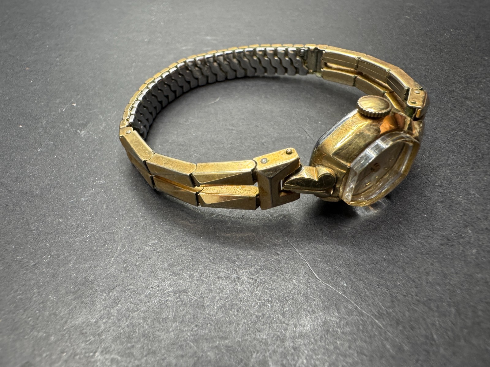 Vtg Wittnauer Art Deco Gold Filled Mechanical Swiss Watch 15.5mm Rare Band