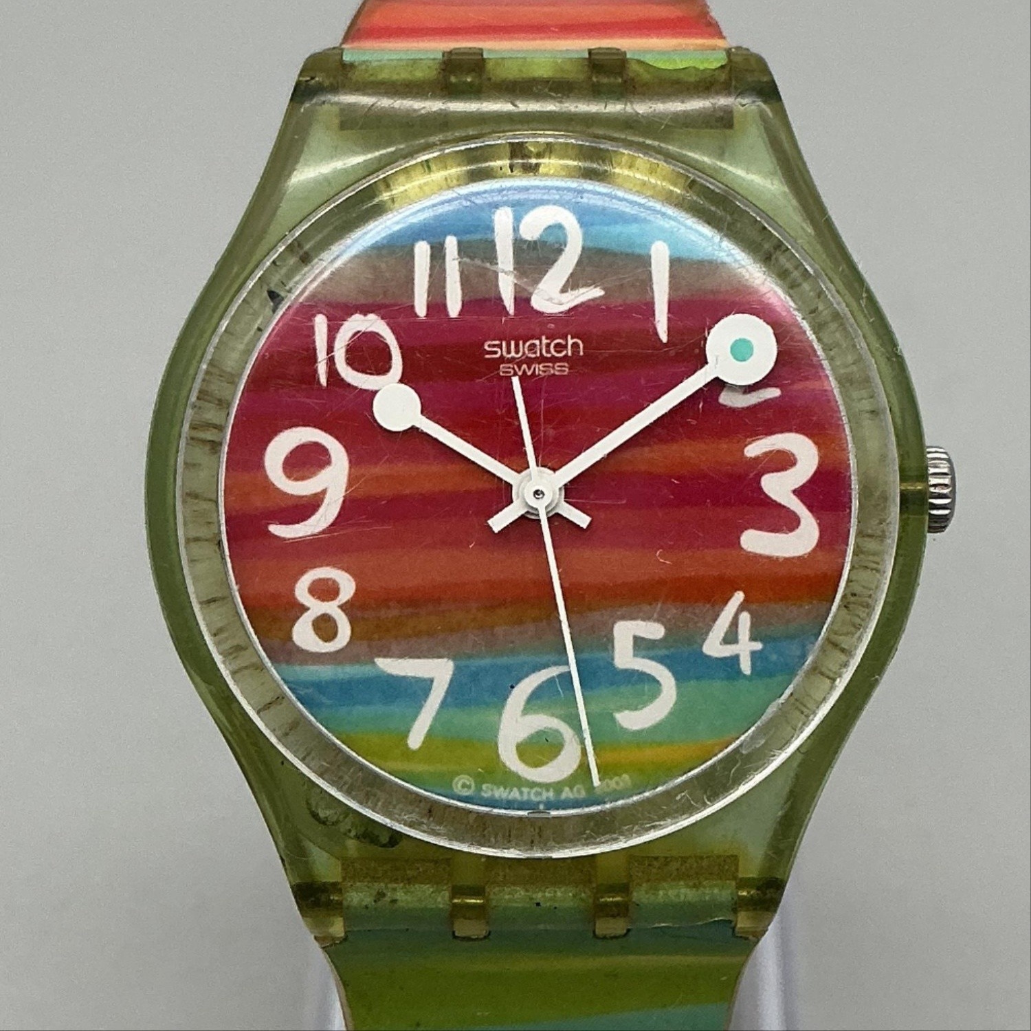 Swatch Color the Sky Womens Watch 33mm Multicolor Broken Band Swiss New Battery