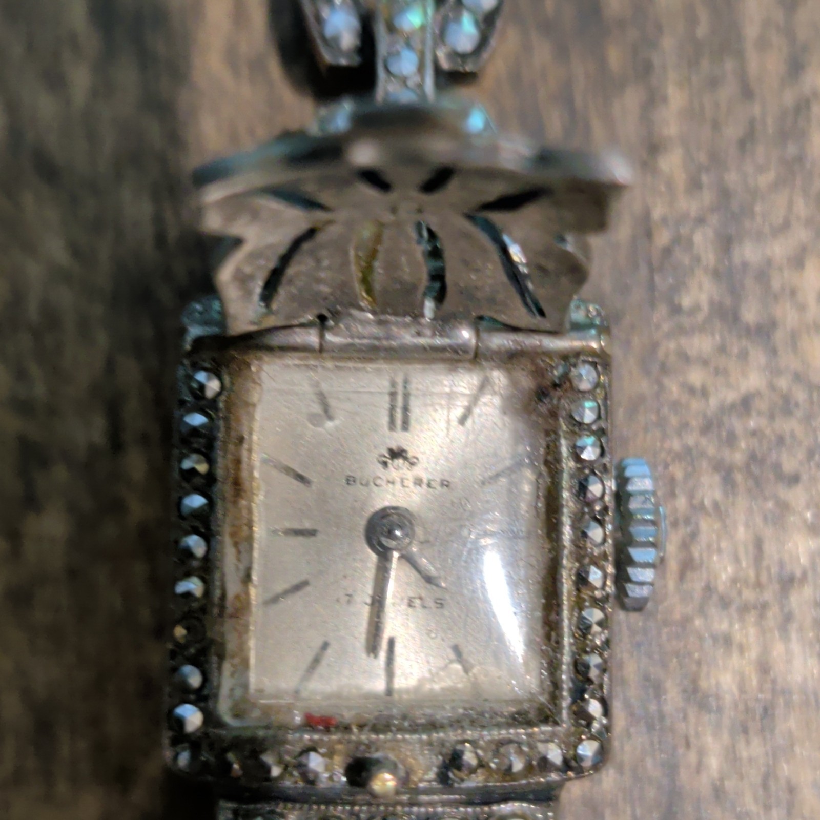 Bucherer 17 Jewels Silver Marcasite watch from the 1920s