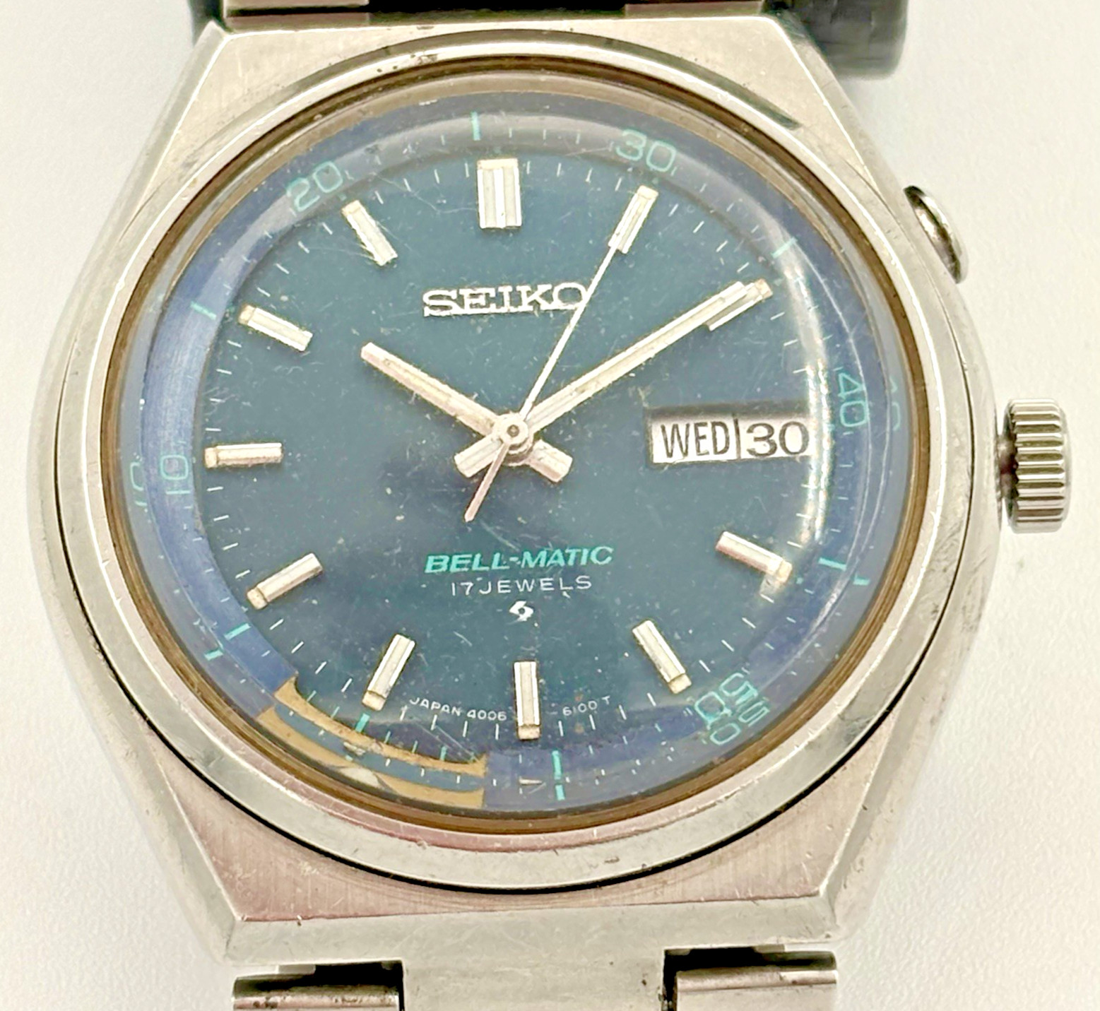 Vintage Seiko Bell-Matic 4006-6089 Beautiful Blue Dial Day Date