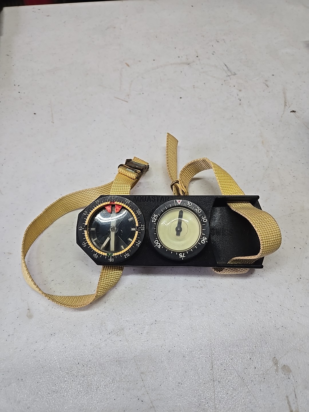 Vintage AQUASTAR Depth Guage And Compass Arm Band. Rare