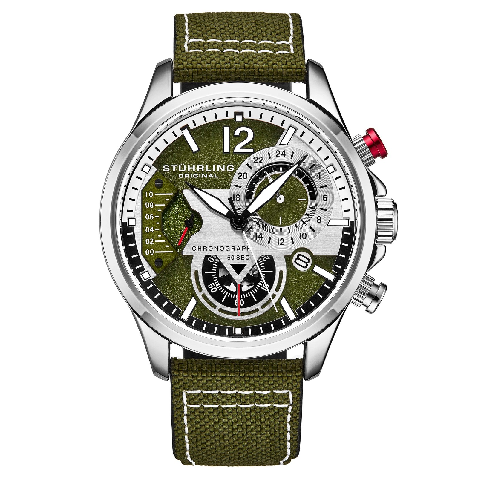 Cordura Quartz 45mm Aviator Green/Leather | Green Dial Wristwatch 908.03