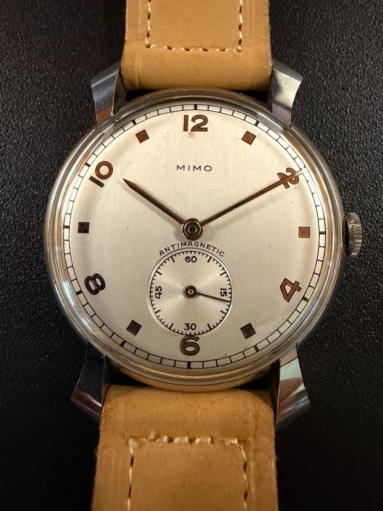 Manual Mechanical MIMO Watch – 34MM Steel Case – Vintage Watch 1940s