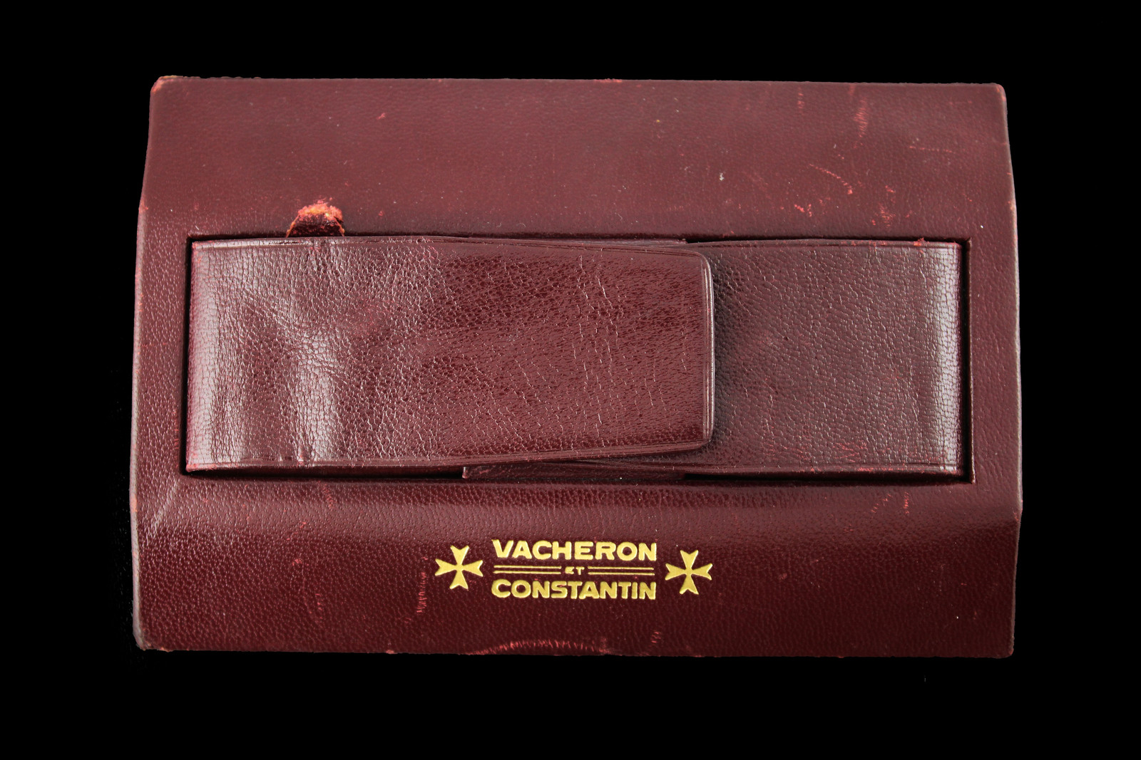 Vintage 1950s Vacheron Constantin Burgundy Red Leather Suede Watch Box Case