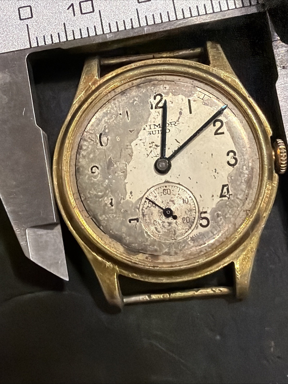 AC39 Timor Suizo Men’s Mechanical Vintage Watch Swiss Missing Crystal Running**