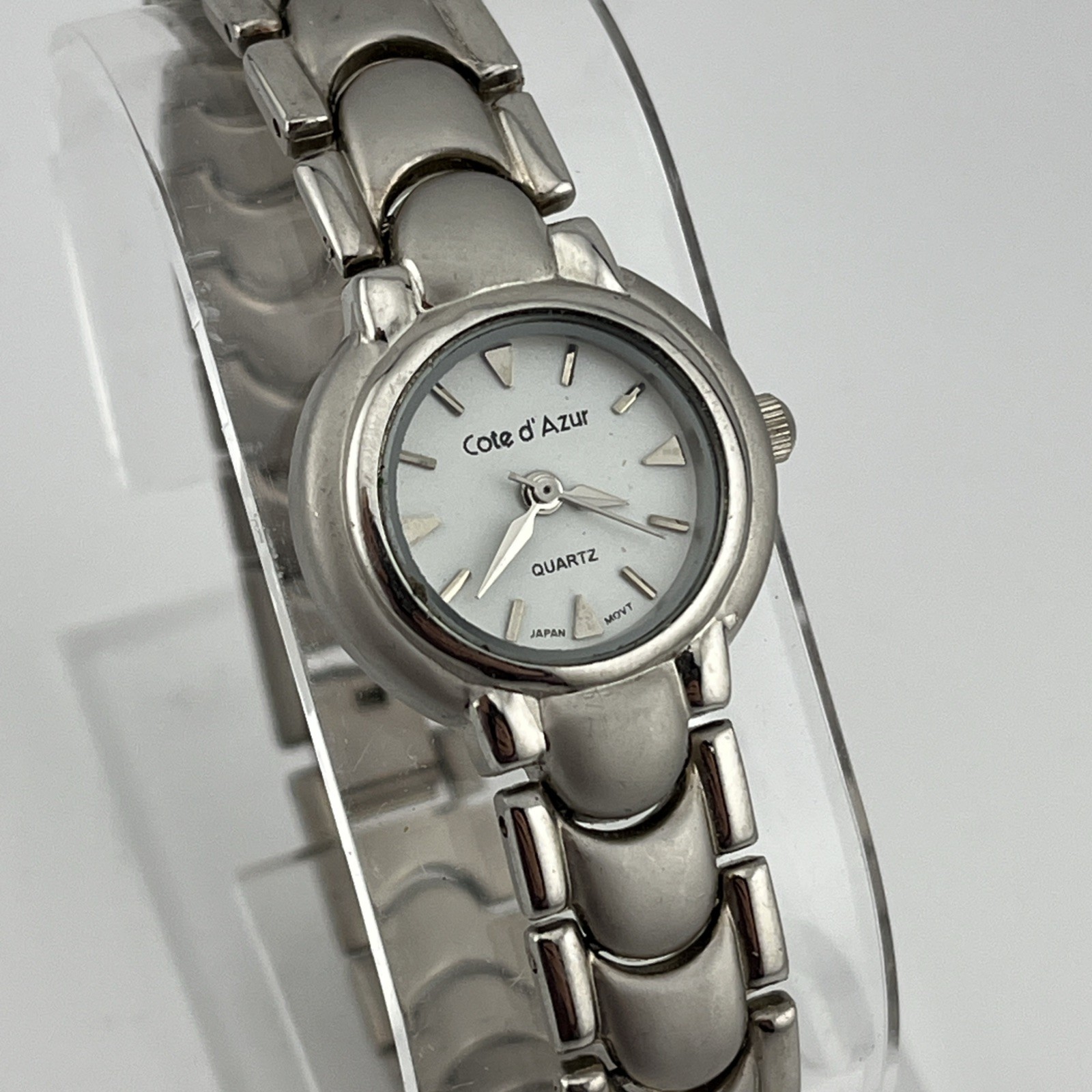 Cote d’Azur Watch Women 23mm Silver Case 8″ Band- New Battery