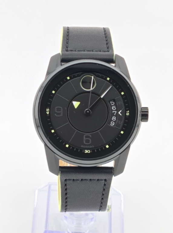 Movado Bold Verso Leather Band Black Dial Men’s Watch 3600696 ⌚